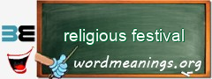 WordMeaning blackboard for religious festival